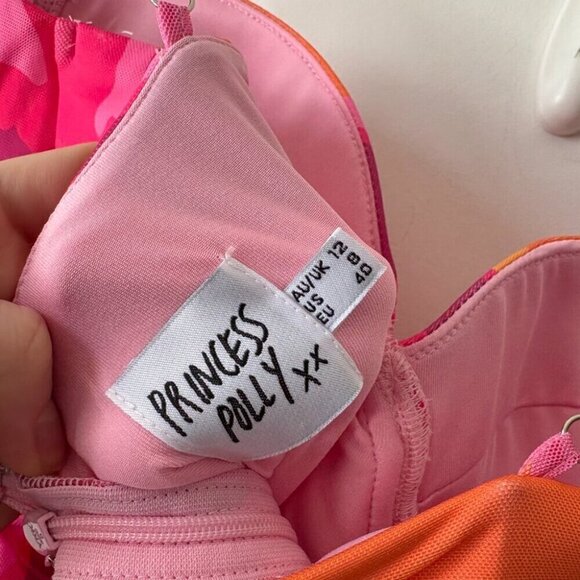Princess Polly Corset Charmie Mini Dress Pink Orange Size 8 - Picture 7 of 8